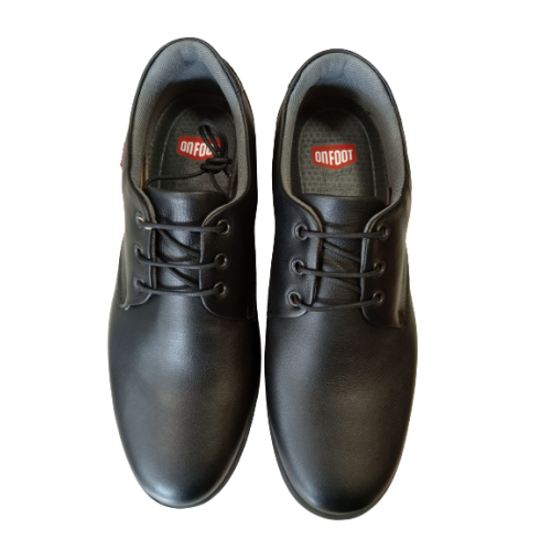 Zapato de cordones On Foot 8900 negro sin costuras.