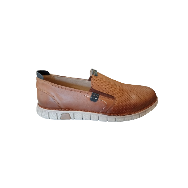 Zapato de elásticos Surko 13368 combinado marrón-marino.