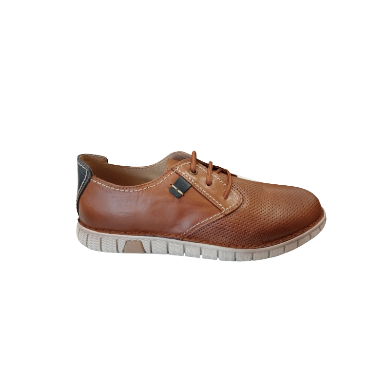 Zapato de cordones Surko 13367 combinado marrón-marino.