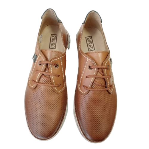 Zapato de cordones Surko 13367 combinado marrón-marino.