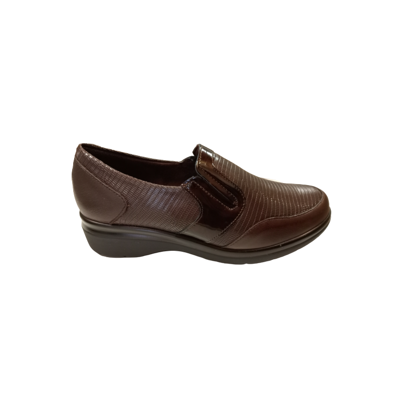 Zapato de cuña Pitillos 5313 marrón combinado.