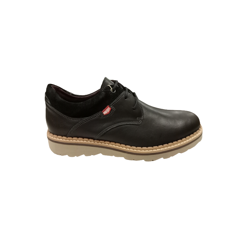 Zapato On Foot 8701 Blucher negro de cordones elásticos.