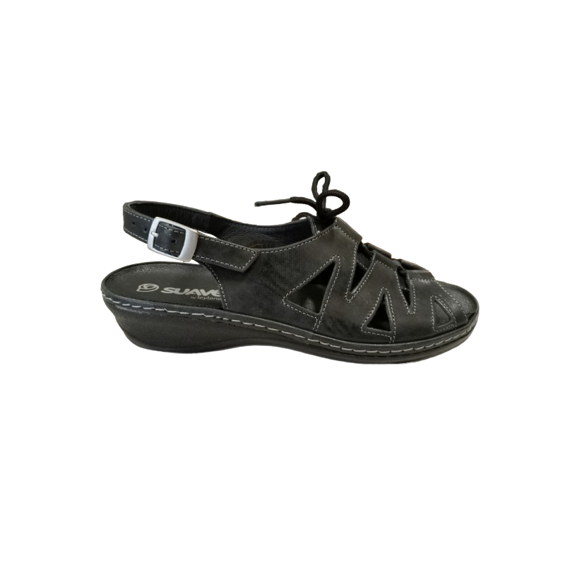 Sandalia Suave by Leyland 3004 negra ancho especial.