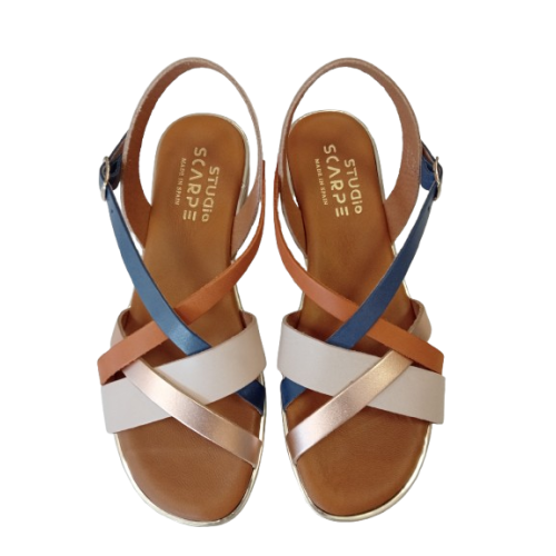 Sandalia plana Studio Scarpe SF-34639 combinada de tiras.