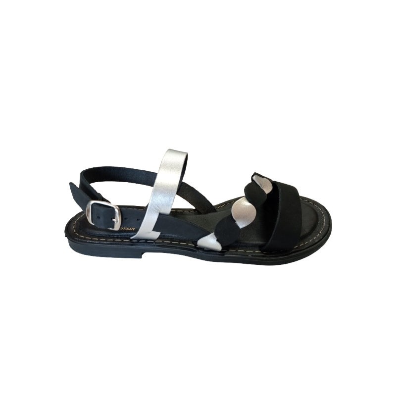 Sandalia plana Studio Scarpe SF-77800 negra-plata.