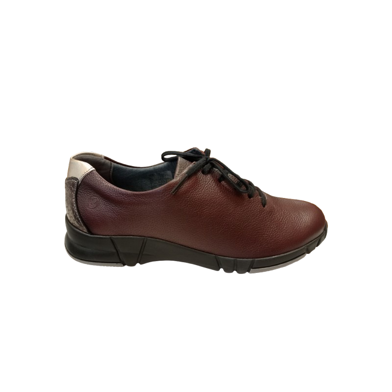 Zapato deportivo Suave 3204 en burdeos con cordones.