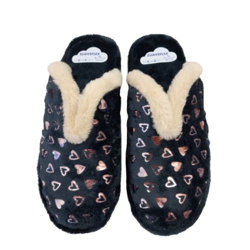 Zapatilla descalza Suaveflex by Bruma 550 Corazones azul.