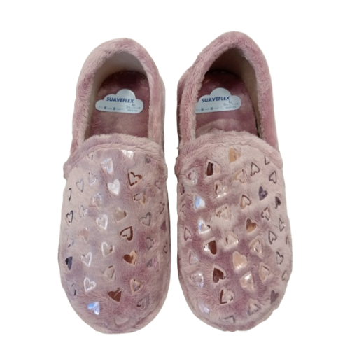 Zapatilla cerrada Suaveflex by Bruma 250 lila Corazones.