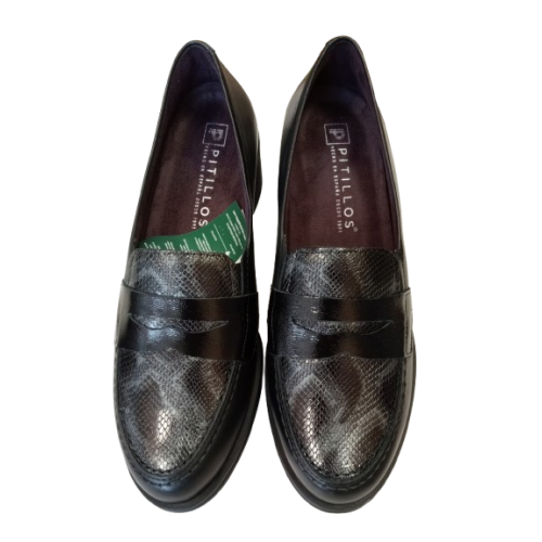 Zapato de tacón Pitillos 10740 negro piel combinada.