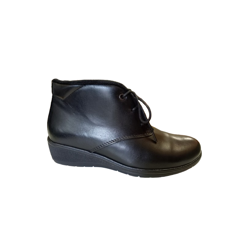 Bota de cuña Leyland 1005 negra forrada de pelo.
