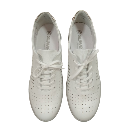 Zapato deportivo Suave 3400 blanco con grabados.