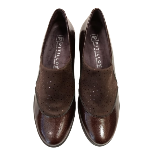 Zapato de tacón Pitillos 11623 marrón pala elástica.