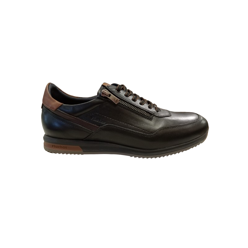 Zapato deportivo Fluchos Samir F2264 negro cierre cremallera.