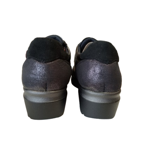 Zapato de cuña Tamicus Flex 11 negro de velcro.
