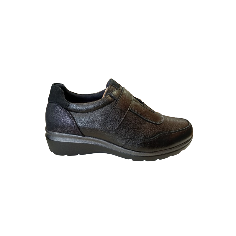 Zapato de cuña Tamicus Flex 11 negro de velcro.