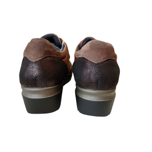 Zapato de cuña Tamicus Flex 11 marrón de velcro.