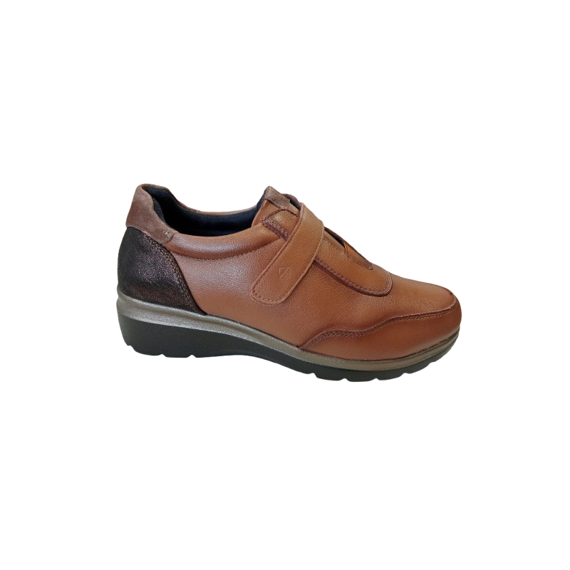 Zapato de cuña Tamicus Flex 11 marrón de velcro.