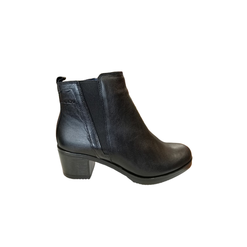 Botín de tacón Baerchi 26102 negro con elástico lateral.